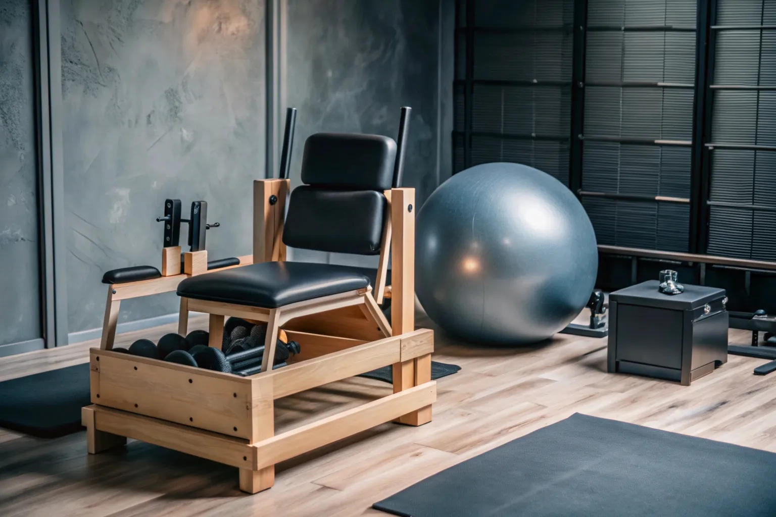 Aparelho de pilates clínico em sala de atendimento