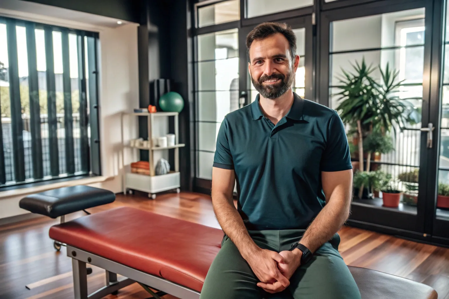 Rafael Menezes, fisioterapeuta, na sala de atendimento